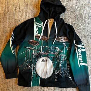 Pearl Black and Green Drum Set Hoodie